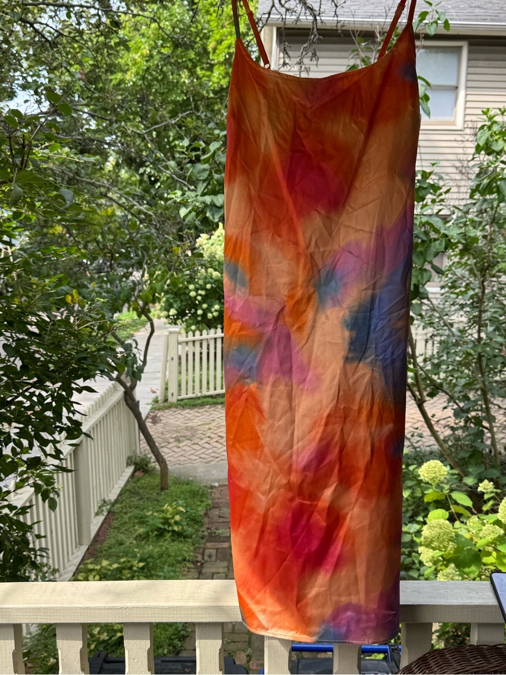 wild fable Orange Tie-Dye Slip Dress with Pink & Blue Accents
